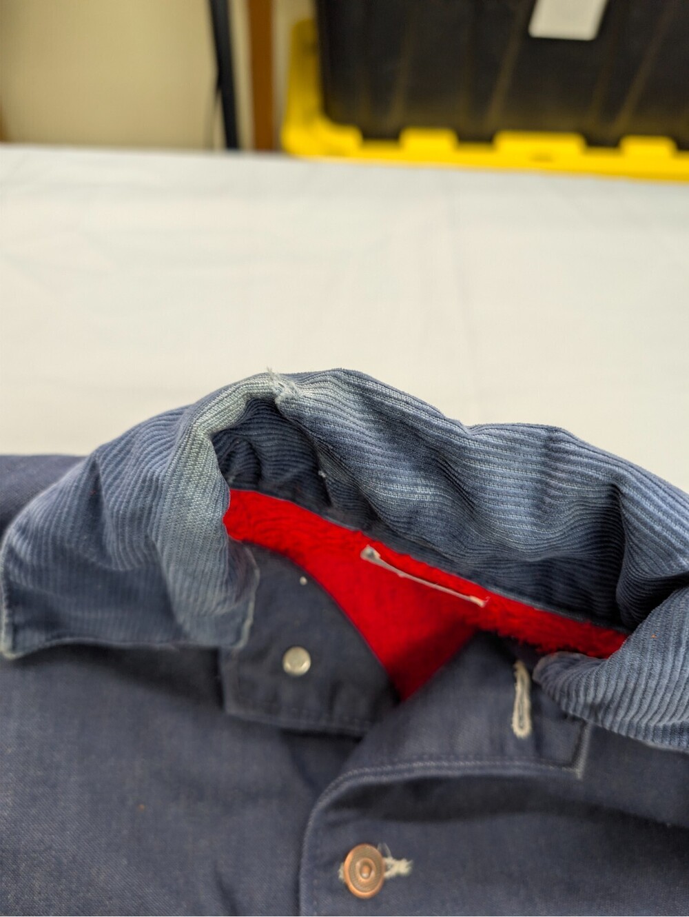 Sears Denim Chore Jacket Small Corduroy Collar Blanket Lined - Picture 8 of 11